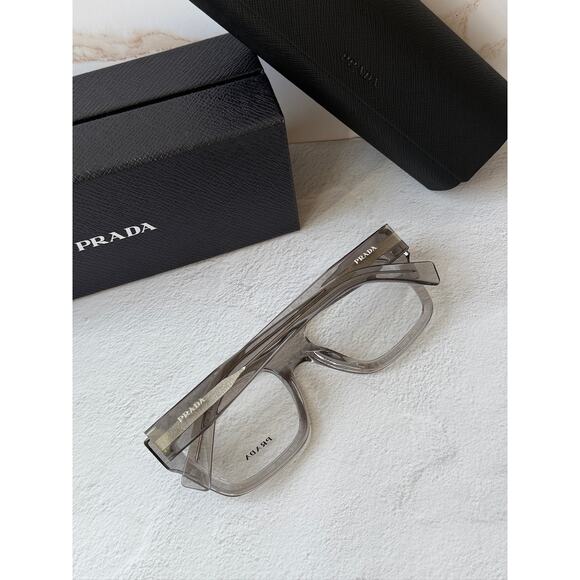 NEW Prada PR C01V Transparent Grey Unisex Eyeglasses Frames main image 4